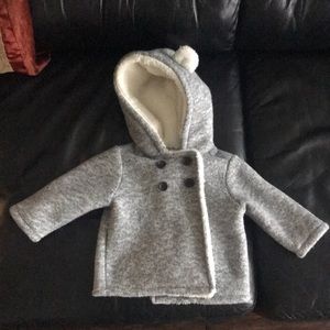 Infant Grey and White Oldnavy Fleece/Wool Coat